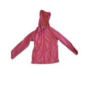 The North Face Pink Fleece Hoodie Womens Medium Zip Up Lightweight Athletic